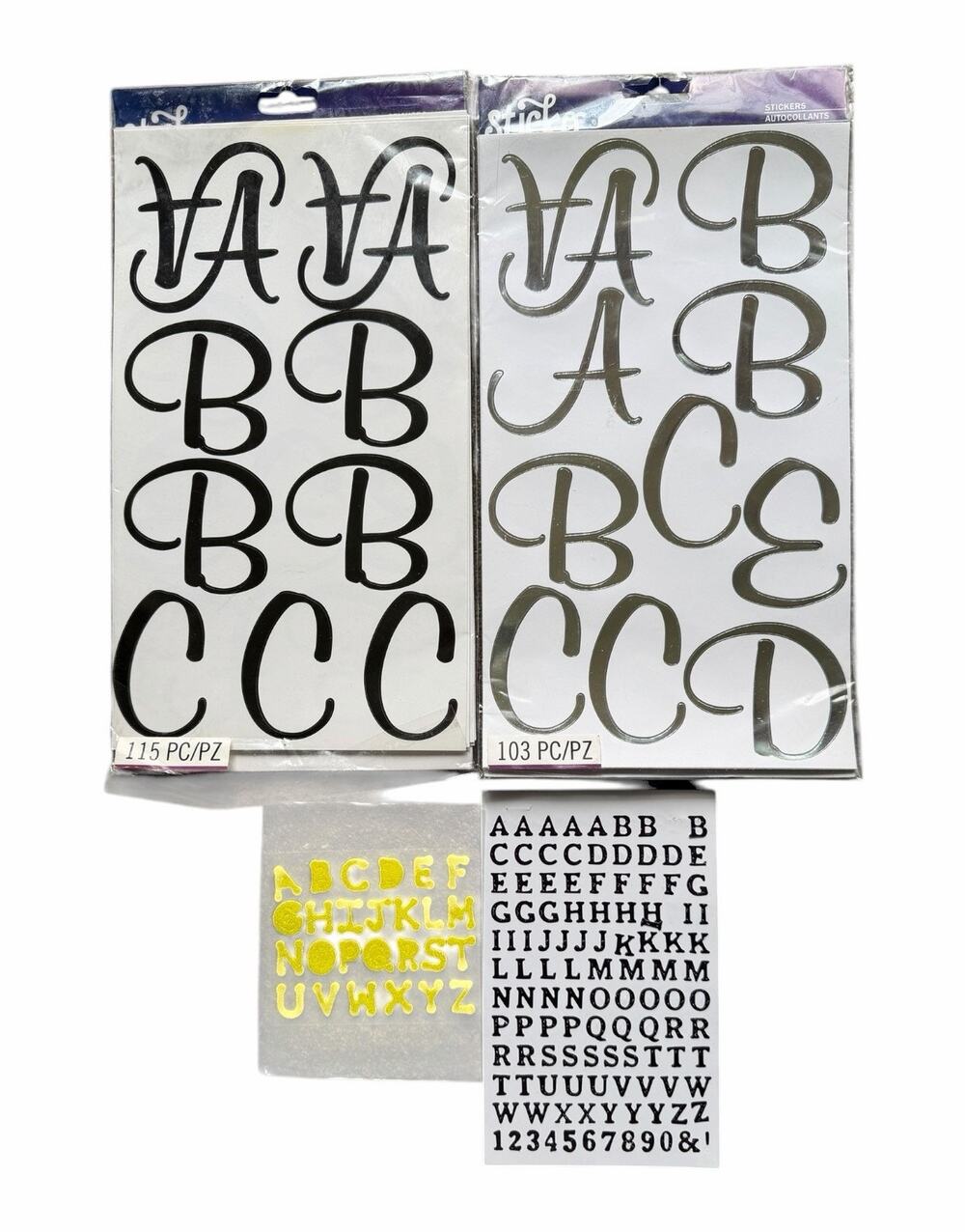 Large Alphabet Sticker Lot | Gold Black Monogram Letters Scrapbook Card Making